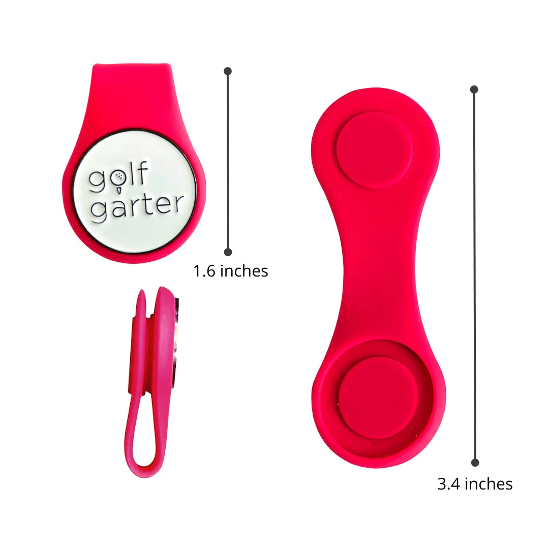 Dimensions of the fold-over magnetic golf ball marker by Golf Garter.