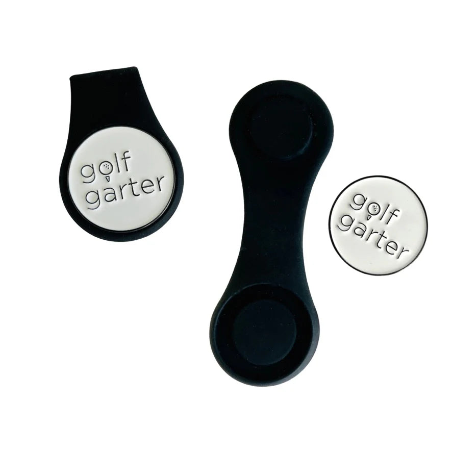 Black color variant of the fold-over magnetic golf ball marker by Golf Garter.