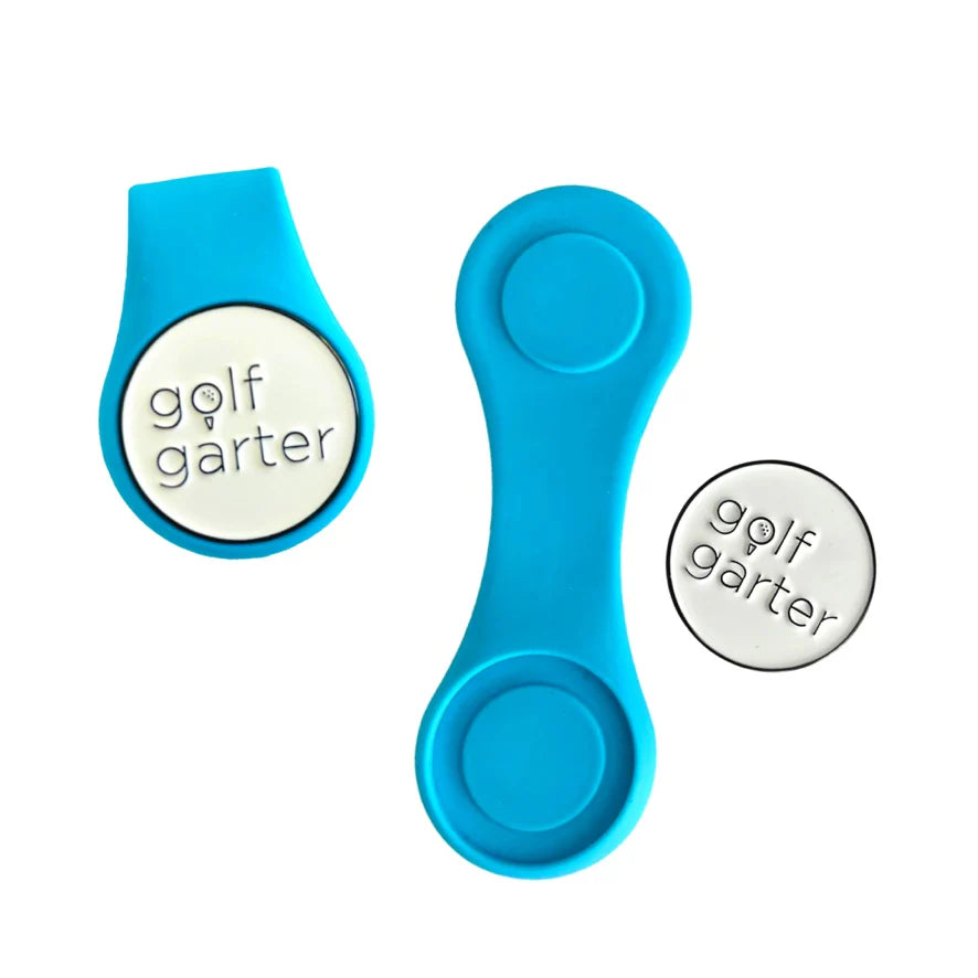 Ocean Blue color variant of the fold-over magnetic golf ball marker by Golf Garter.